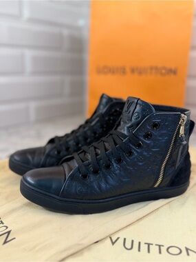 Authentic Louis Vuitton Empreinte Leather Black Monogram High-Top Sneakers